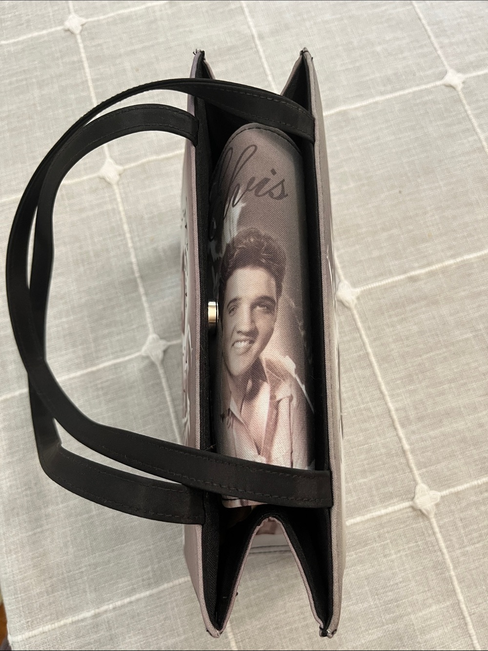 ELVIS Graphic Shoulder Tote Bag - Black/Gray - Picture 8 of 9